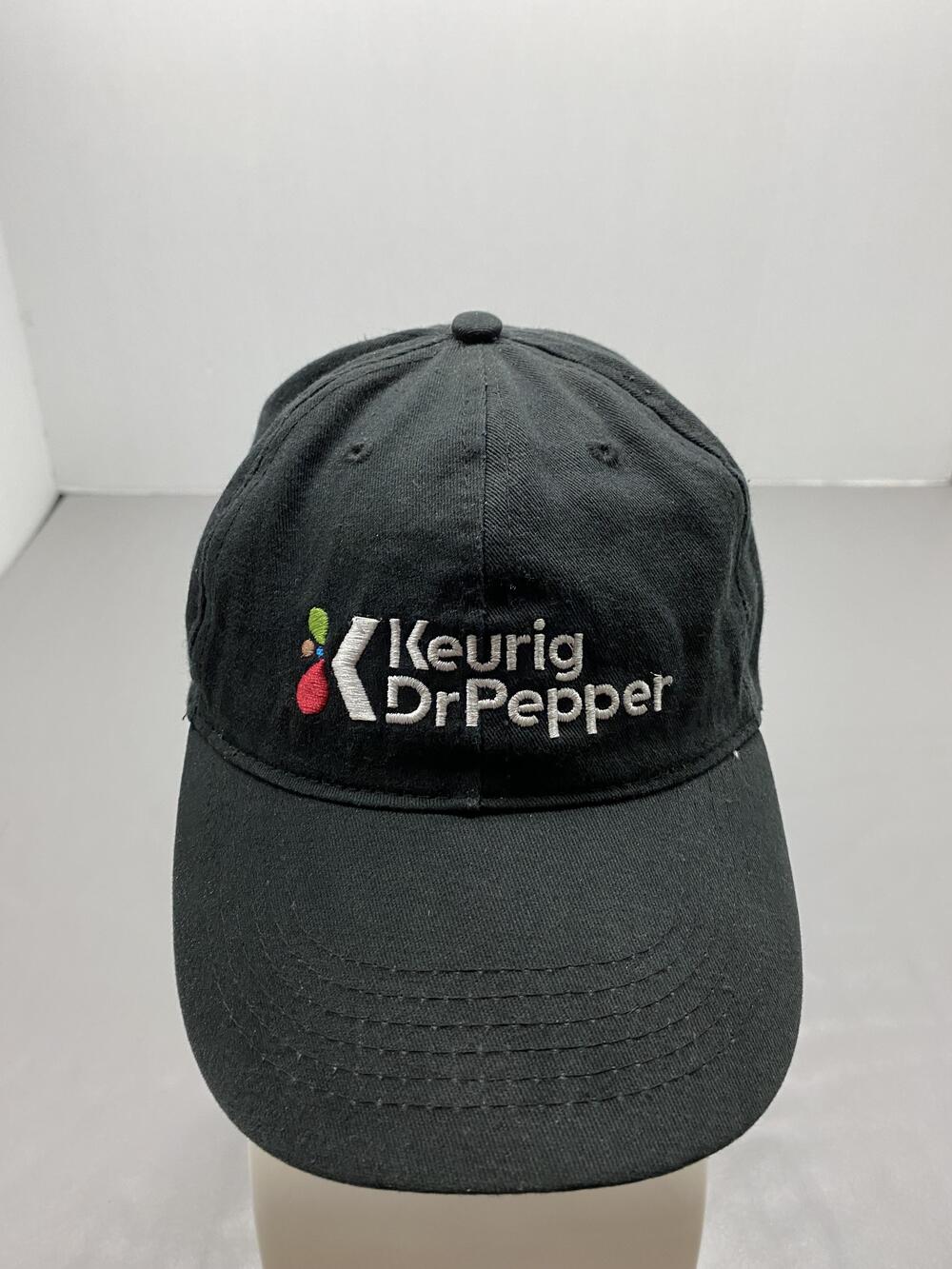 Keurig Dr Pepper Hat Cap Strap Back One Size Black Twill Baseball Cap Mens